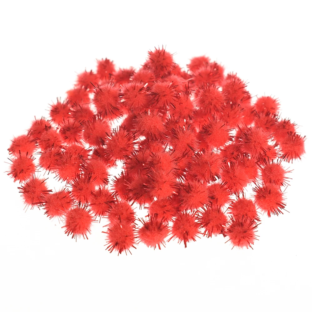 

100Pcs Gold Thread Fluffy Craft Pompom Balls Polyester 10mm DIY Decor