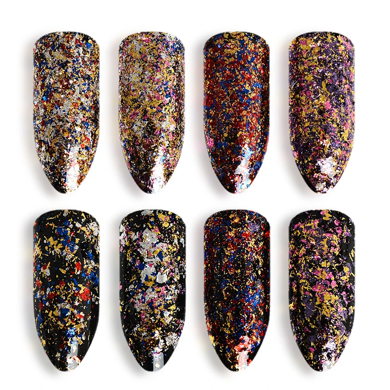 

Mtssii 0.2g Mixed Colorful Polishing for Nails UV Gel Nail Foils Nail Glitter Powder Gold Silver Manicure Nail Art Decoration