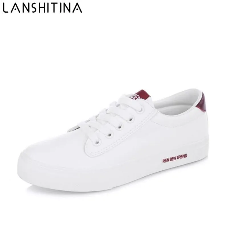 

Big Size 35-43 Shoes Woman 2018 Spring Women Casual Shoes Flats White Leather Shoes Lace-Up Autumn Sneaker Student Walking Shoes