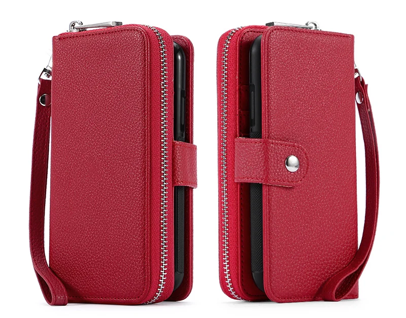 MEGSHI кожаный съемный чехол для iPhone XR чехол 2 в 1 кожаная сумка на молнии для iPhone XS Max Чехол кошелек для кредитных карт Чехол