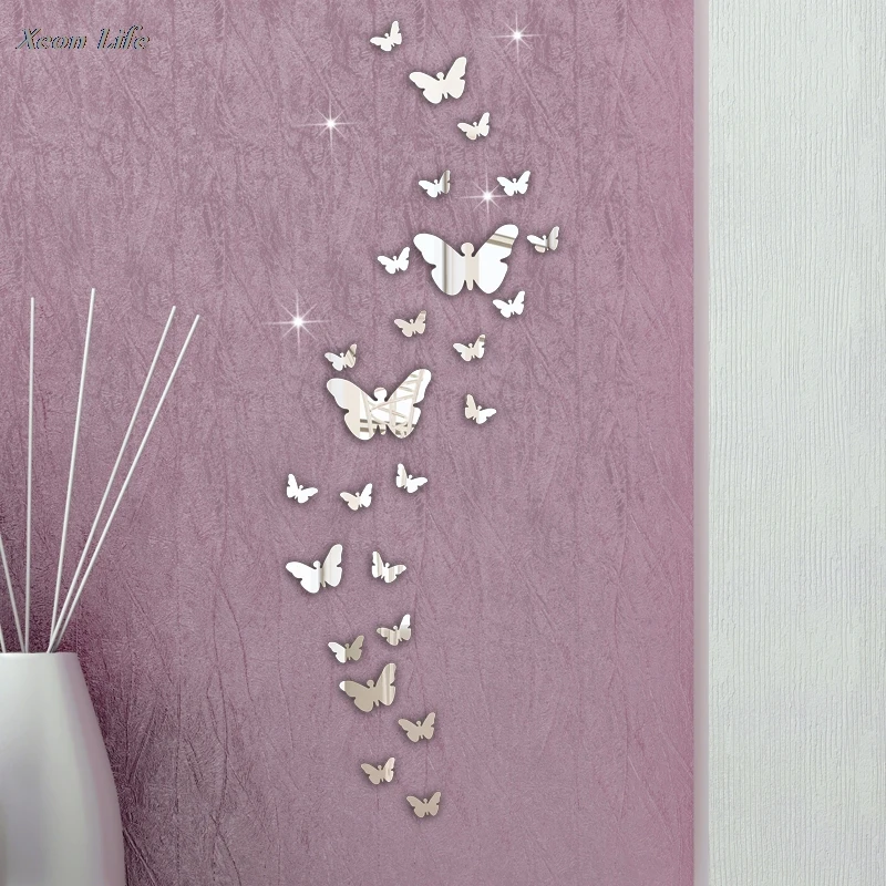 

2017 New 30PC Butterfly Combination 3D Mirror Wall Stickers Home Decoration DIY Mariposas Decorativas Mirror Wall Stickers