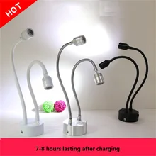 10-50 см 2 Вт/6 Вт подзарядка гибкая трубка led батарея точечная лампа, беспроводной угол изменения двойной головкой перезаряжаемый шланг лампа подсветки