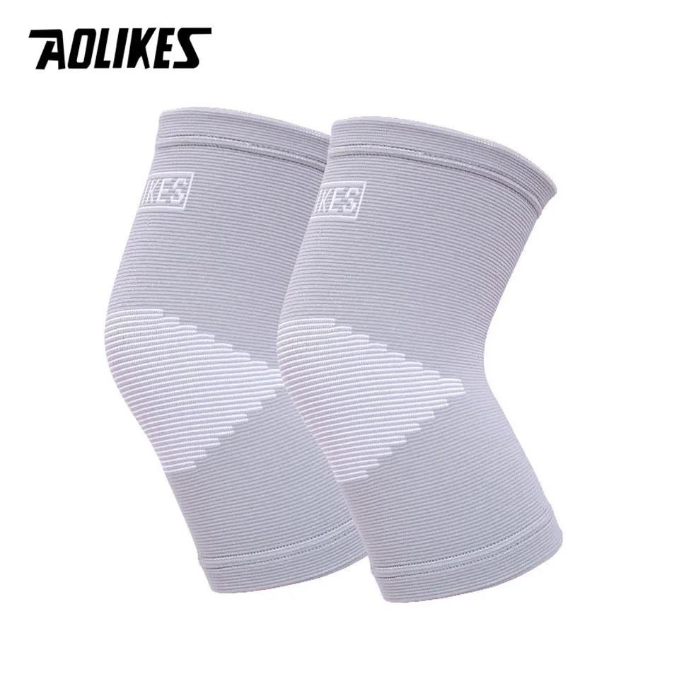 AOLIKES 1 пара эластичные спортивные танцевальные наколенники баскетбол нога колено рукав Поддержка брекет защита, Надколенник для волейбола - Цвет: Grey
