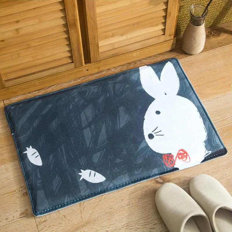 Cartoon Animal Bunny Design Soft Doormat Non Slip Kitchen Carpet Bath