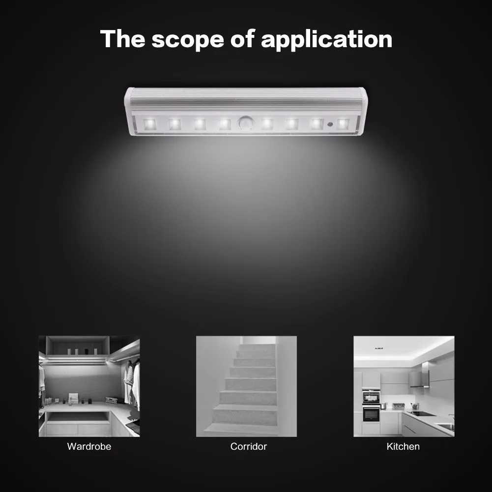 

LED Wireless PIR Auto Motion Sensor Infrared Night Light Cabinet Stair Lamp Light Wireless Detector Light Wall Lamp Light