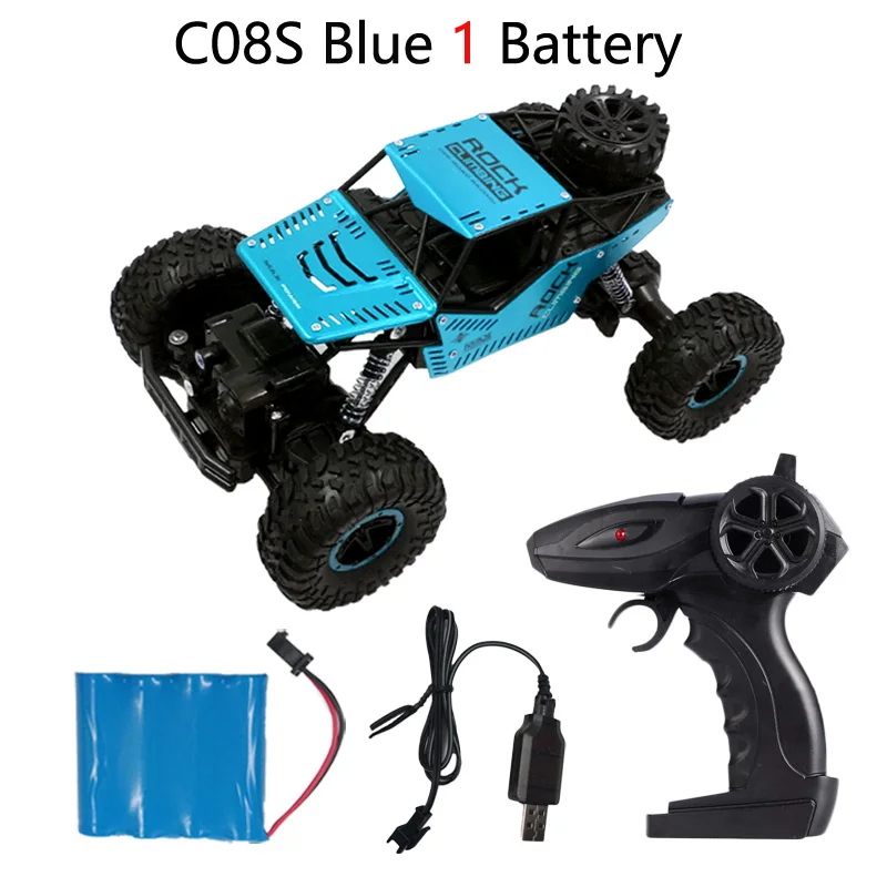 Teeggi 1/16 C08S Радиоуправляемая машина 2,4 ГГц 4WD сильная мощная альпинистская Радиоуправляемая машина внедорожник игрушки автомобиль для детей подарок радиоуправляемые машины модель дистанционного управления - Цвет: Blue 1BAT