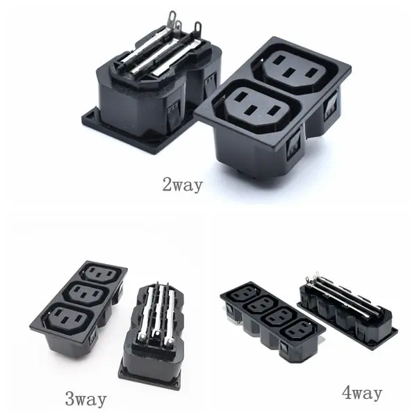 

IEC 60320 C13 Ganged socket Snap-in Mounting Solder Tab for UPS &PDU multiple outlet module 2 way to 4 way universal wall socket