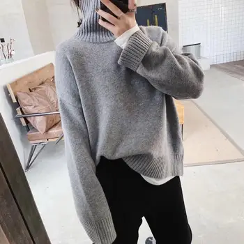 

2019 New Rabbit Hair Sweater Women Knitted Streetwear Pullovers Turtleneck Stretchable Winter Clothes Women