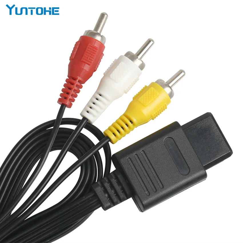 

95pcs Lots Factory 1.8M 6FT AV TV RCA Video Cord Cable for Game Cube/for SNES GameCube/for N64 64 Game Cable Lowest Price