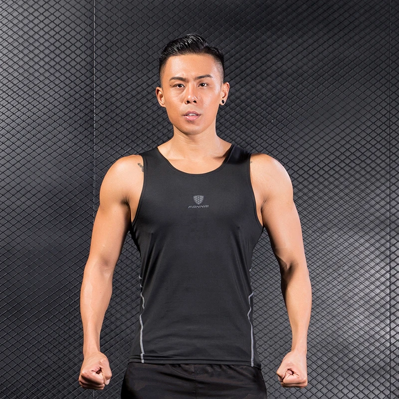 FANNAI Custom Quick Dry Running Vest Training Workout Tank Top Fitness Compression Tights Gym Men Sport Sleeveless Man's T-Shirt