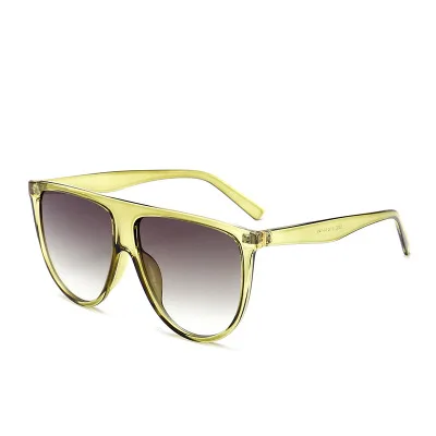 Большие женские солнцезащитные очки, фирменный дизайн, Ретро стиль, lunette soleil femme, большая оправа, плоский верх, солнцезащитные очки, винтажные очки - Цвет линз: Clear green