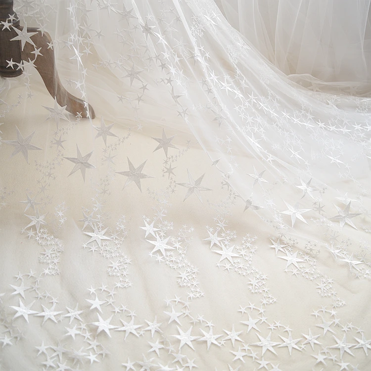 Buulqo 50 145cm 2017 New Star Embroidery White Gauze Lace Fabric For Please Note That The Physical No Picture So Bright Depending On Your Monitor Color Is Inevitable Mind Byp Cloth Occasional Small Flaw Jumpers