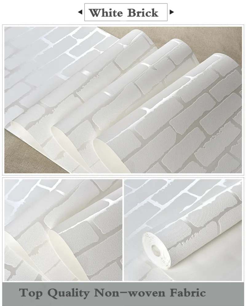 3d Кирпич самоклеющиеся обои рулон современные тисненые 3D эффект кирпичные обои для стен гостиной фон настенное покрытие - Цвет: Белый