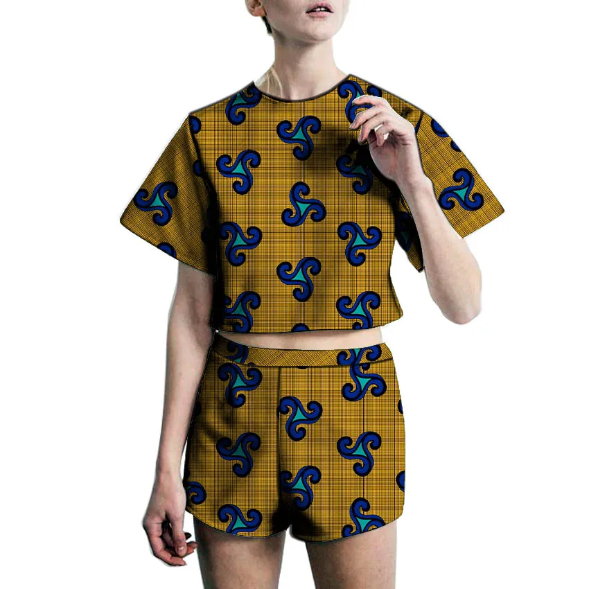 

Women's Ankara outfits short tops and hot pant African fashion women sets summer blouse with shorts tailor made