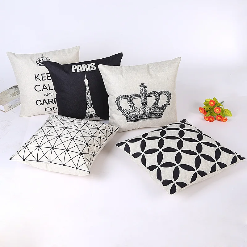 New Hot Fashion Pillow Case Black and White Pattern Pillowcase Cotton