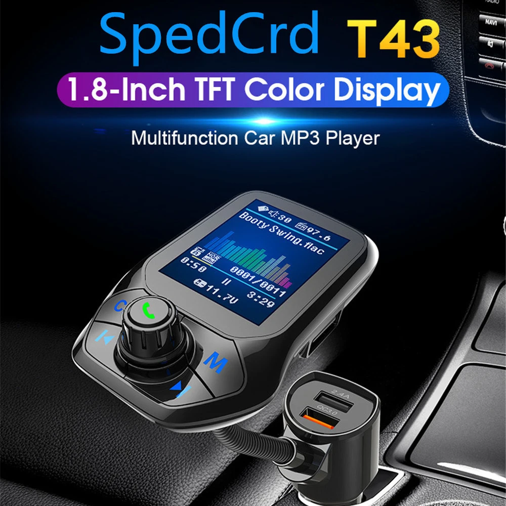 

T43 Car Wireless Bluetooth MP3 Player Hands-Free FM Transmitter QC3.0 USB Fast Car Charger car accessries