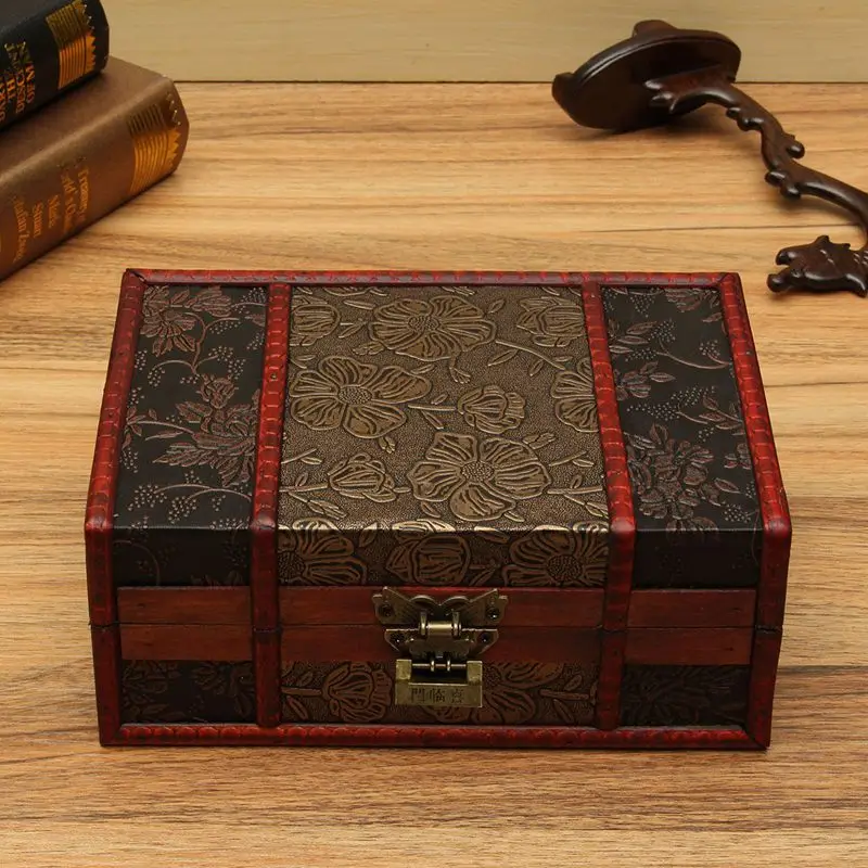 Античный сундук с сокровищами, коробка для хранения подарочных карт, коллекционные коробки, органайзер для макияжа, коробка для украшений, сундук с сокровищами, чехол для украшений