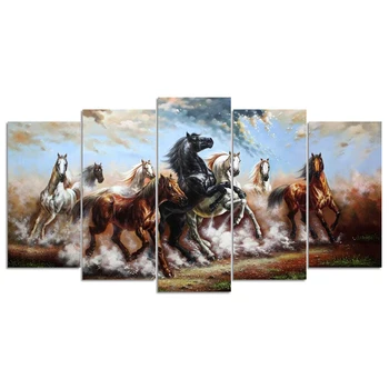 

5d diy diamond painting cross stitch square Eight Horses Running full 3d diamond embroidery 5pcs/set needleworks