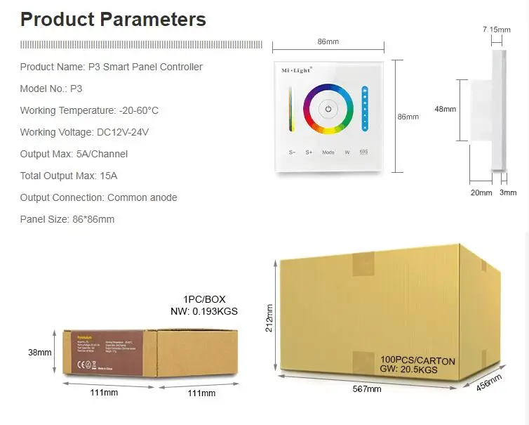 Ми свет P1 P2 P3 Панель КОНТРОЛЛЕР AC DC 12 V-24 V 15A Стекло Сенсорный экран светодиодный диммер для CCT тусклый RGB/RGBW/RGB+ CCT Светодиодные ленты