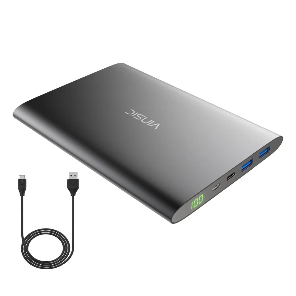 Vinsic 20000 mAh power Bank Dual usb type C 5 V 3A светодиодный дисплей Внешняя батарея зарядное
