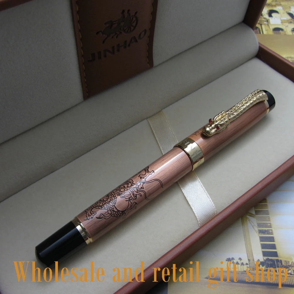 JINHAO K600 гравировка Дракон и клипса с драконом перьевая ручка металлическая подарочная ручка чернильная ручка