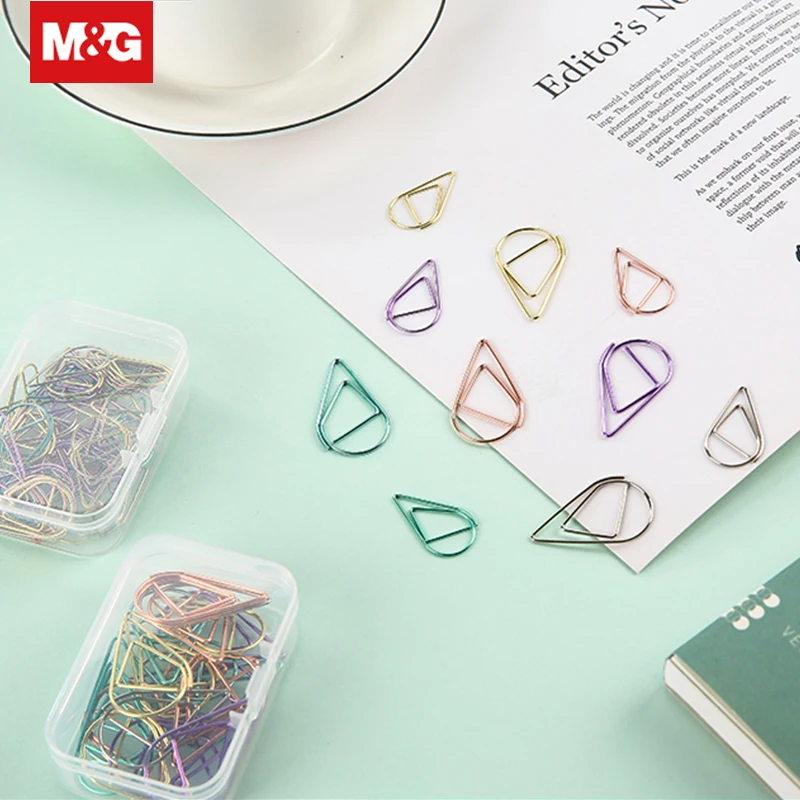 

Colorful Metal Drop Shape Paper Clip 30/50Pcs Funny Kawaii Bookmark Memo Clips Marking Clips Office Binding Supplies ABSN2662