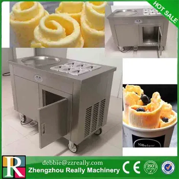 

free ship by sea CE Full Stainless steel One pan flat Fried Ice cream machine ice pan maker Fry ice cream roll pan machine