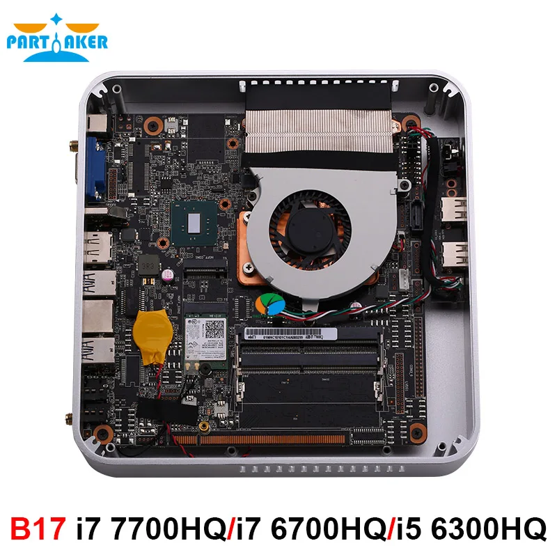 Причастник Intel Core i7 7700HQ 6700HQ i5 6300HQ Мини ПК Windows 10 Barebone компьютер DDR4 32 Гб ram 512 ГБ SSD 4K HTPC