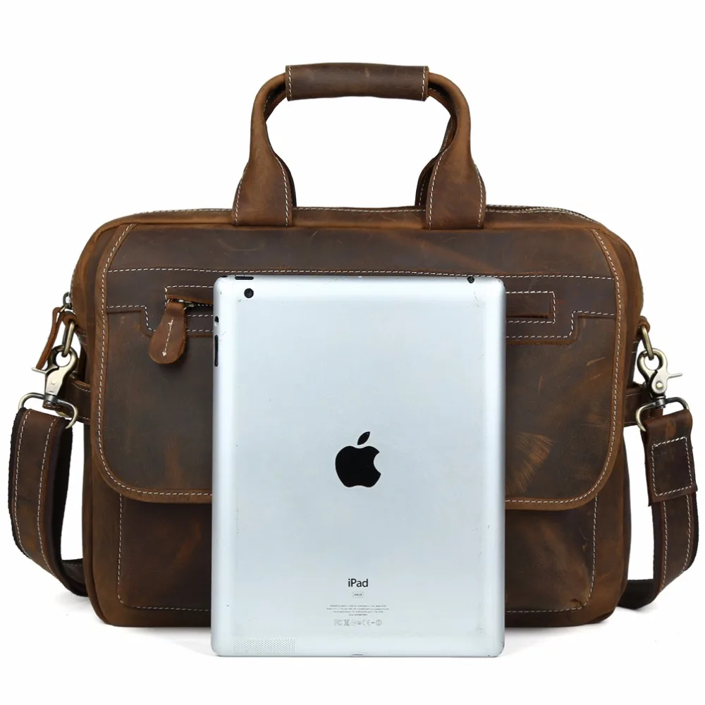 TIDING, модные дизайнерские сумки, высокое качество, кожа, коричневый кожаный портфель, портфель для мужчин, 15,6 дюймов, для ноутбука, Офисные Сумки, 2952