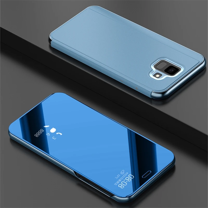 Зеркальный флип чехол для Samsung Galaxy A6 Plus 2018 Edge Slim Smart Stand защитный 2018|Чехлы-книжки| |
