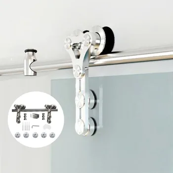 

304 stainless steel Brushed glass sliding barn door hardware