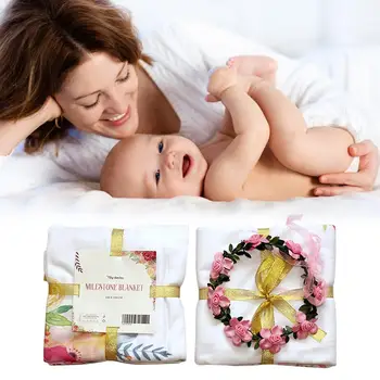

Soft Photography Background Blanket Baby Monthly Blanket Floral Wreath Headband
