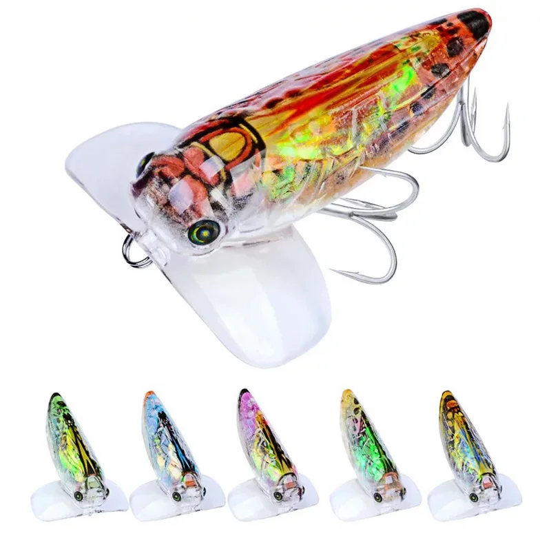 

1Pcs 5.5cm/8.5g Insects fishing lure Lure popper Bass cicada iscas Artificial Crankbait fly jig fishing tackle top water lure