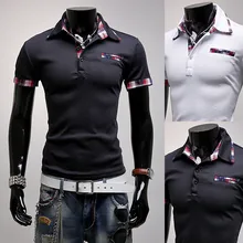 Brand New Men s Casual Striped Pocket Cuff Shirt Social Shirt Short Sleeve Turn Down Stripe