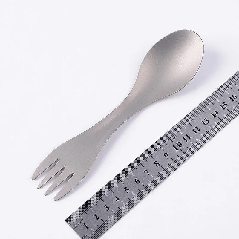 

1Pcs New Outdoor Camping Hiking Titanium Metal Fork Spoon Tableware Cookout Picnic Foldable Folding Spork