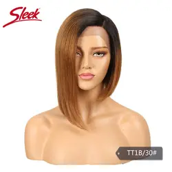 Гладкий короткий Боб Искусственные парики синтетические волосы на кружеве человеческие волосы Искусственные парики для женщин