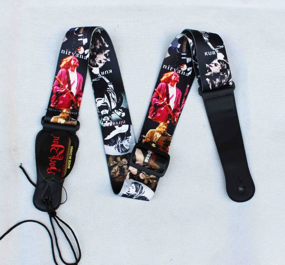 High quality, real leather head, nylon Guitar Strap,acoustic guitar