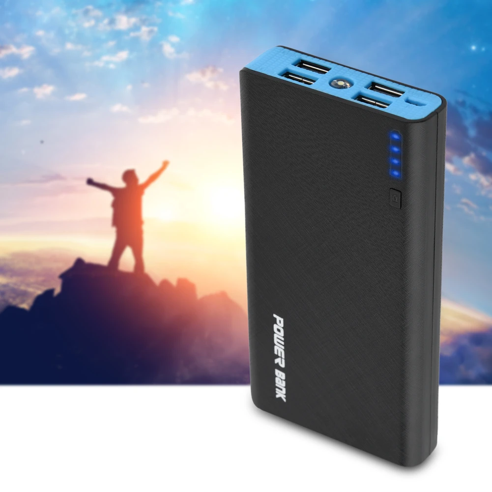 

(No Battery)Portable Power Bank Shell Box DIY Batteries Case 4 Ports USB Charging Interface DIY Battery Case for 6x18650 Battery