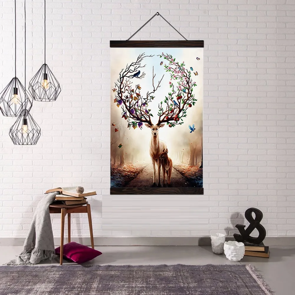 Preise Custom Druck Leinwand Kunst Poster Massivholz Hängen Welle Scroll Malerei Dropshipping