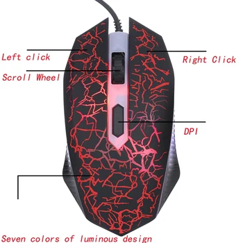 

1600DPI USB Wired Game Mouse 3D LED Optical 4 Buttons Pro Gamer Computer Mice For Desktop PC Laptop Adjustable Gaming Mouse