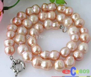

free shipping $wholesale_jewelry_wig$ free shipping 17" 18MM PINK baroque DOUBLE FRESHWATER PEARL NECKLACE