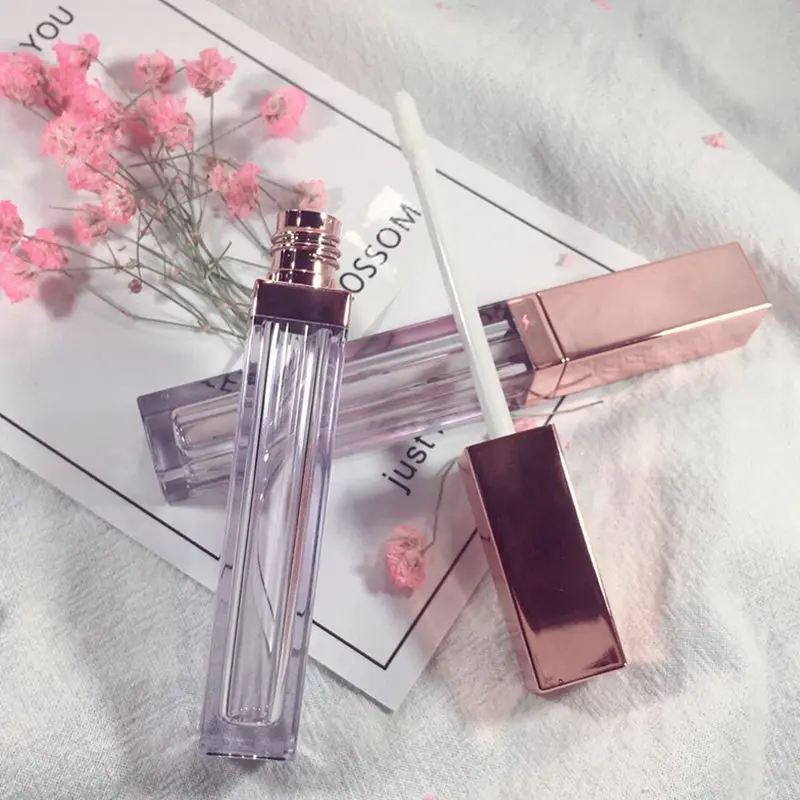 

100pcs 4ml lip gloss bottle with rose gold cap, empty lipgloss tube, high grade DIY lipgloss packing container F159