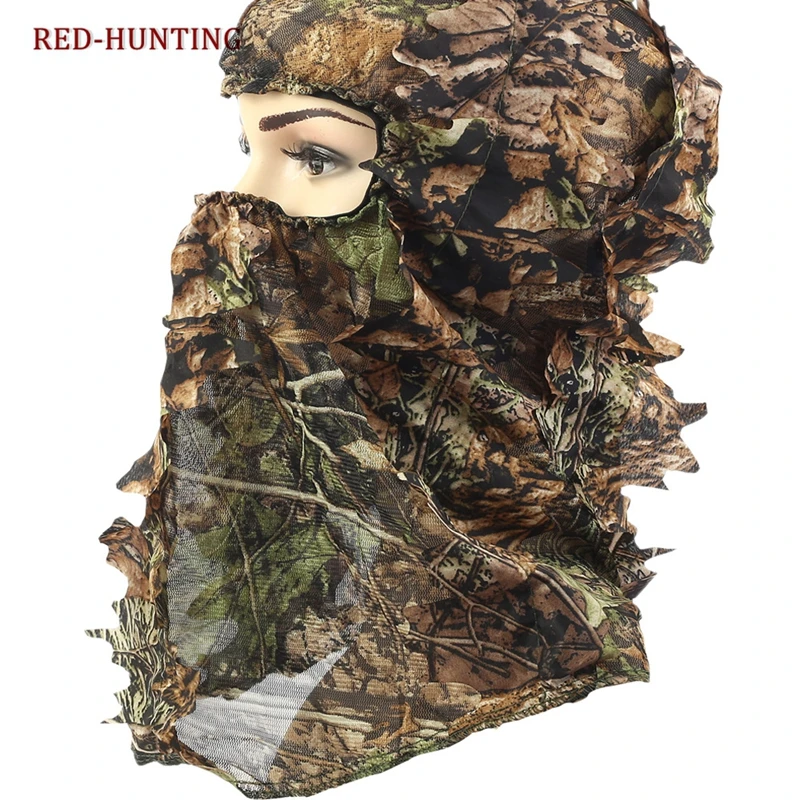

3D Leaf Camouflage Full Face Mask Soft Hunting Face Hood Millitary Tactical Camo Hunting Mask fit Fishing Cycling Headgear