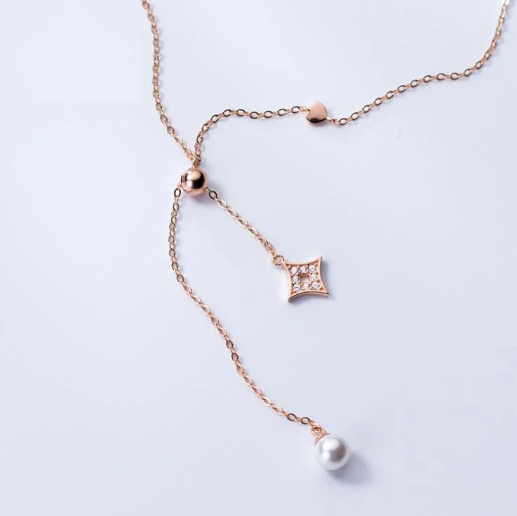 

100% Real 925 Sterling Silver Pendants Necklaces Chain with Shell Pearl
