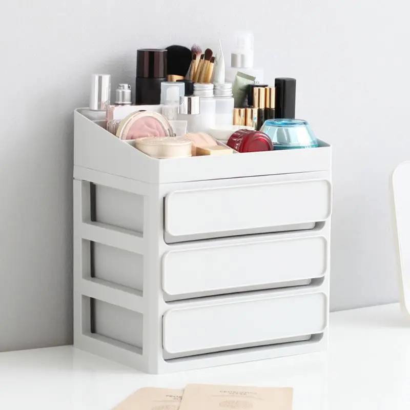 DIY Многослойные Пластиковые выдвижные ящики Макияж Контейнер Организатор Дело Коробка для хранения ювелирных изделий косметический