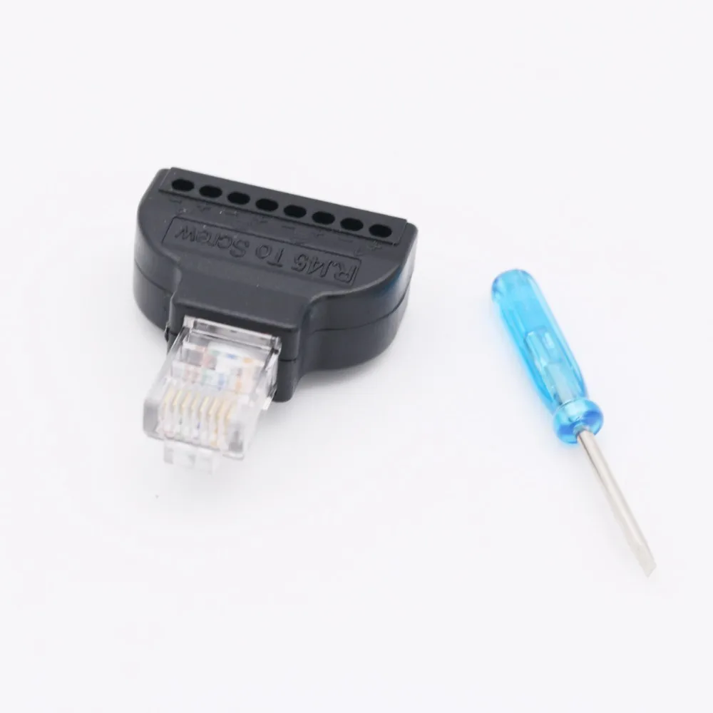 

1pcs RJ45 Male Plug To 8-Pin Ethernet AV Terminal Screw Balun Adapter Converter Block CCTV Kit
