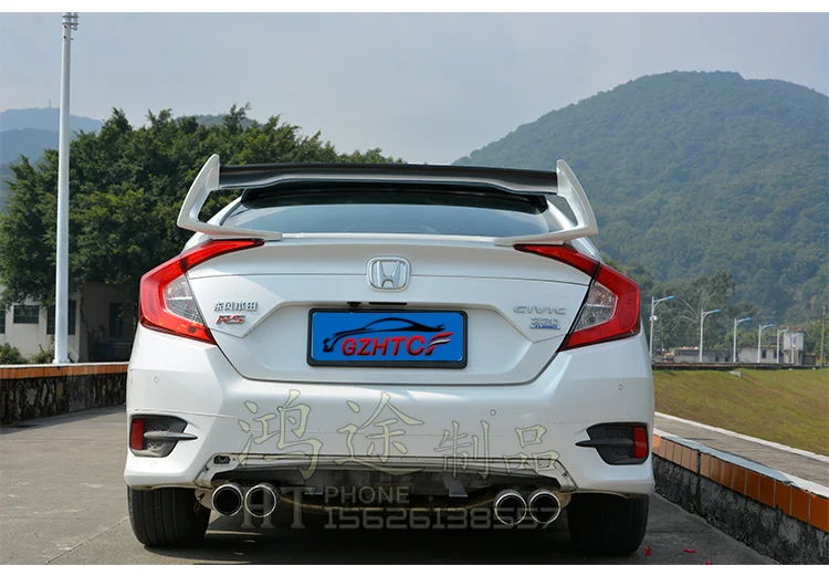 Углеродное волокно+ ABS заднее крыло багажника спойлер для 16 17 Honda Civic по EMS
