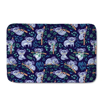 

Floral Koala Print Floor Door Mat Rectangle Doormat in Hall Non-slip Kitchen Living Room Mat for Entrance Way Outdoor Indoor Rug