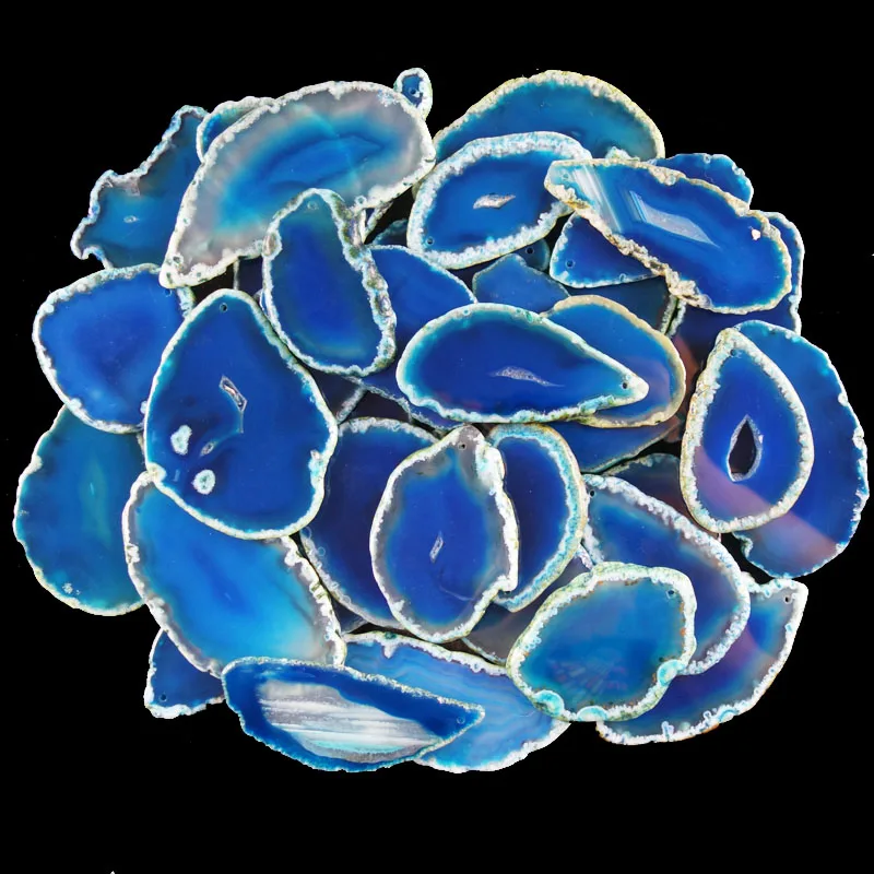 Опт 10 шт. синие смешанные размер: 70 мм 105 x 5 мм|agate slice|agate pendant beadsagate slice |