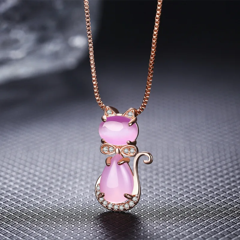 Cute cat two color cat pendant women choker necklace, length plus in